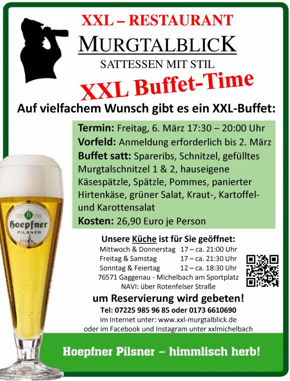 Buffetabend am Freitag, 6. März ab 17:30 bis 20 Uhr 